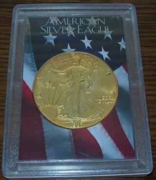 1987 24k Gold Plate American Silver Eagle 1 Troy Oz One Dollar Coin U.  S.  Flag photo