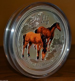 2014 1 Kilo Australian Year Of The Horse Lunar Series Colorized.  999 Pure Silver photo