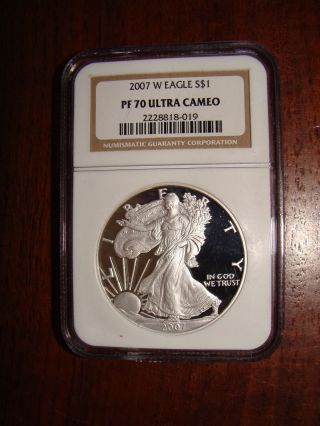 2007 - W American Silver Eagle - Ngc Pf 70 Ultra Cameo - $2.  00 S&h - 019 photo