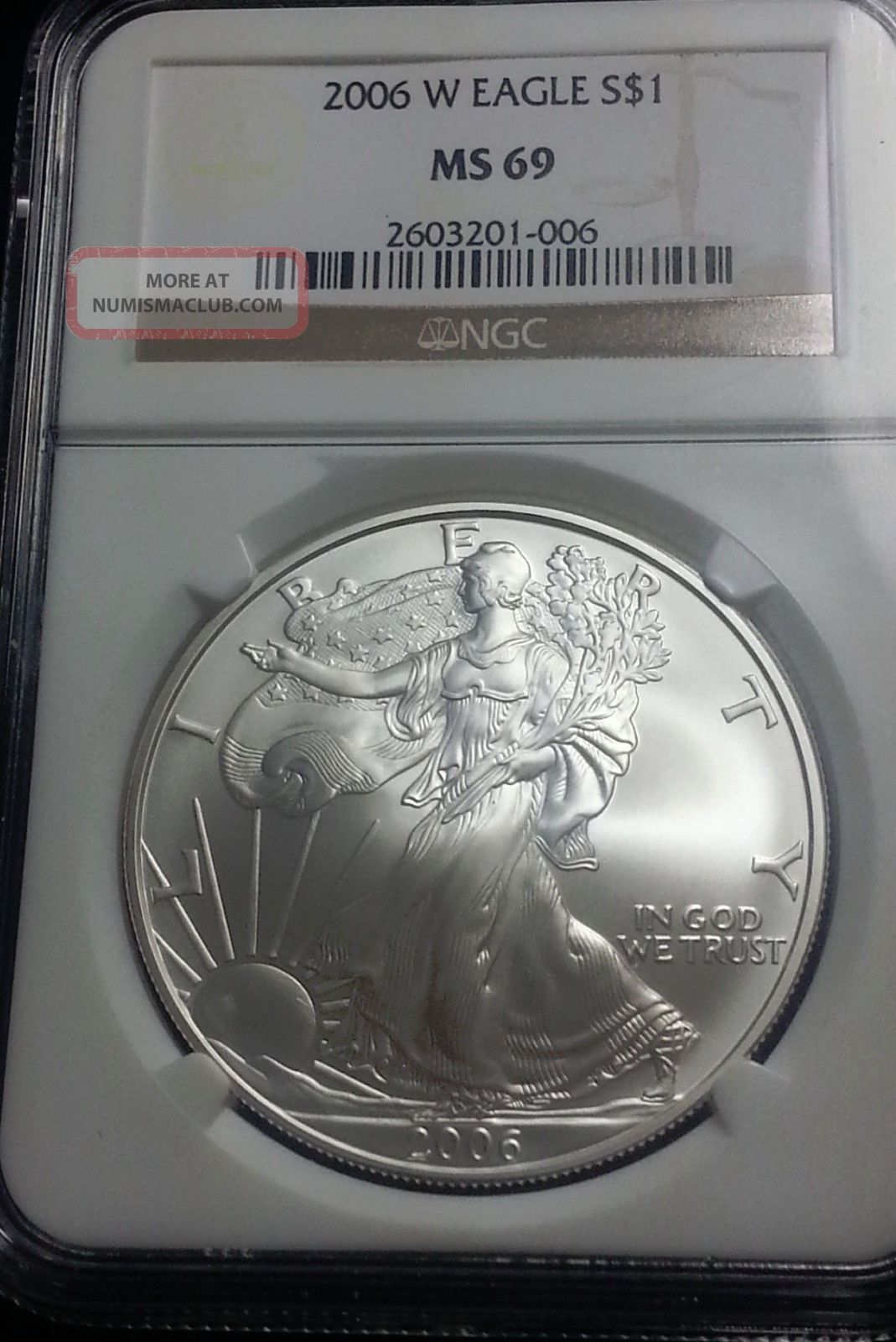 2006 " W " Burnished Silver Eagle Ngc Ms 69. Mby766