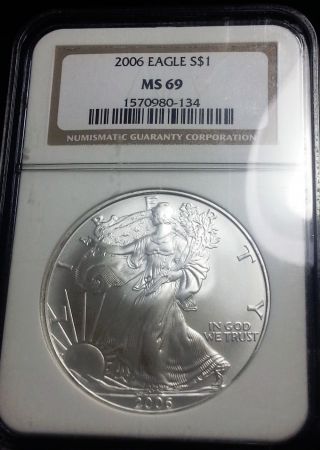 2006 Silver Eagle Ngc Ms 69.  Mby767 photo