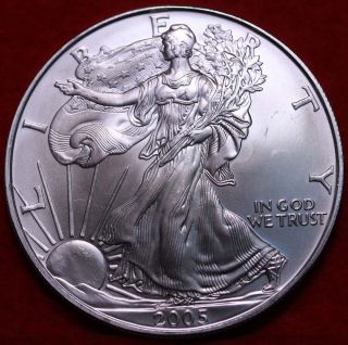 Unc 2005 Silver American Eagle Dollar S/h photo
