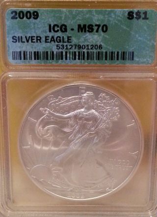 2009 Silver American Eagle Ms70 Icg photo