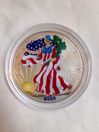 2000 1oz.  Colorized American Silver Eagle Dollar photo