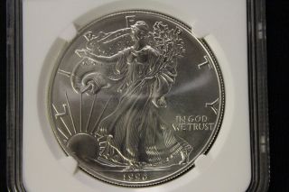 1996 Ngc Ms 69 3692611 - 002 American Silver Eagle $1/1 Ozt photo
