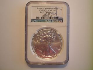 2012 (w) American Silver Eagle S$1 Ngc Ms70 - Early Release photo