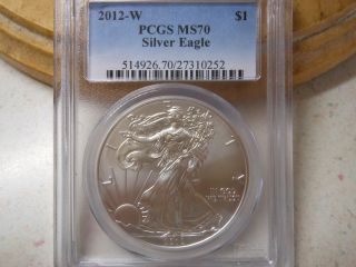 2012 - W Burnish Silver Eagle Struck At West Point Ms70 Pcgs - Rare - Low Mintage photo