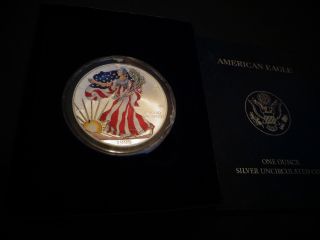 1999 Full Colorized American Silver Eagle 1 Troy Oz,  1 Dollar Coin Bu.  999 308 photo
