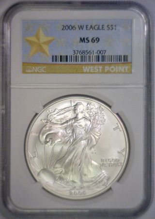 2006 W Sae Silver American Eagle Ase Ngc Ms 69 West Point Label photo