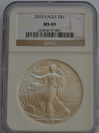 2010 American Eagle U.  S.  $1 Silver Bullion Ngc Ms69 1oz photo