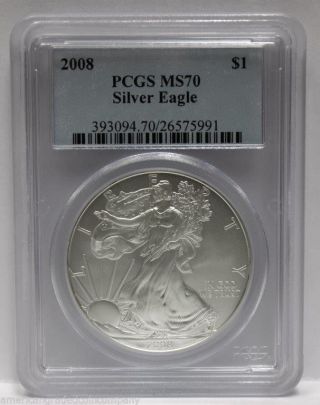 Silver Eagle 2008 Pcgs - Ms70 Population 1,  485 