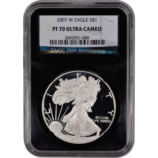 2007 - W American Silver Eagle Proof - Ngc Pf70 Ucam - ' Retro ' Black Core photo