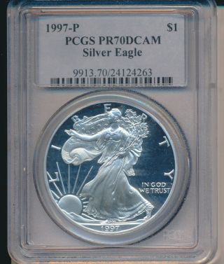 1997 P American Silver Eagle Pr70 Dcam Pcgs {nr} photo