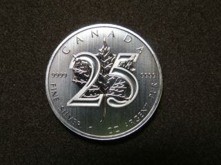 2013 25th Anniversary 1 Oz Silver Maple Leaf Coin Canada Bu photo