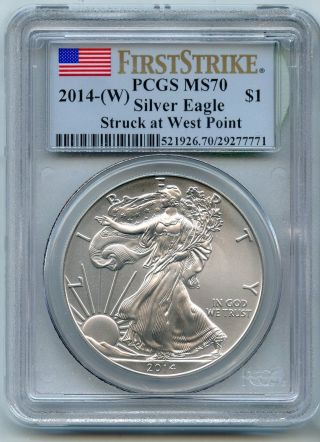 2014 - W Pcgs Ms 70 Silver American Eagle First Strike 1 Oz Coin - S1s Kq907 photo