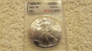 2000 W Millennium Eagle $1.  00 Silver American Coin photo