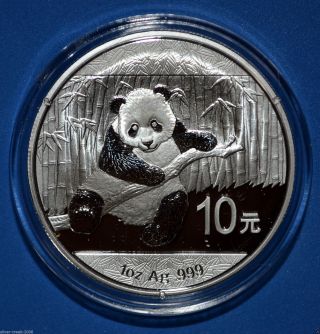 2014 Chinese Panda 1 Oz.  999 Pure Silver Coin Brilliant Uncirculated photo