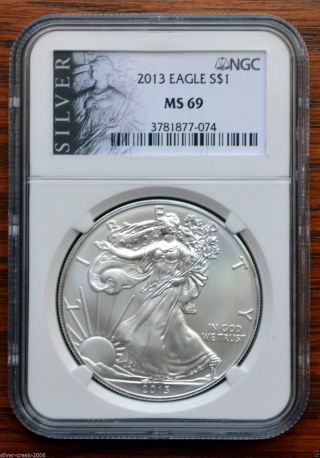2013 American Eagle Ngc Ms 69 1 Oz.  999 Fine Silver Coin American Liberty Label photo