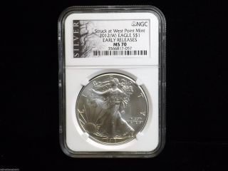 2012 W Ngc Ms70 American Silver Eagle 1 Oz Pure Silver Coin Early Release Coin photo