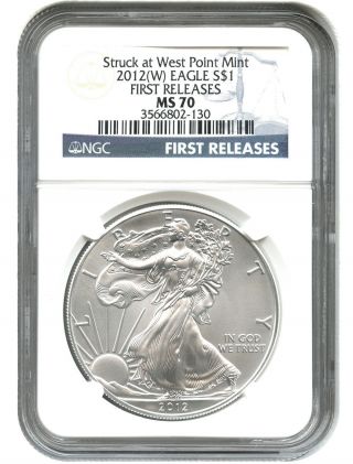 2012 - W Silver Eagle $1 Ngc Ms70 (first Releases) photo