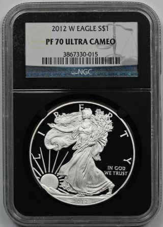 2012 - W Silver Eagle Proof Pf 70 Ultra Cameo $1 Ngc Black Retro Slab photo