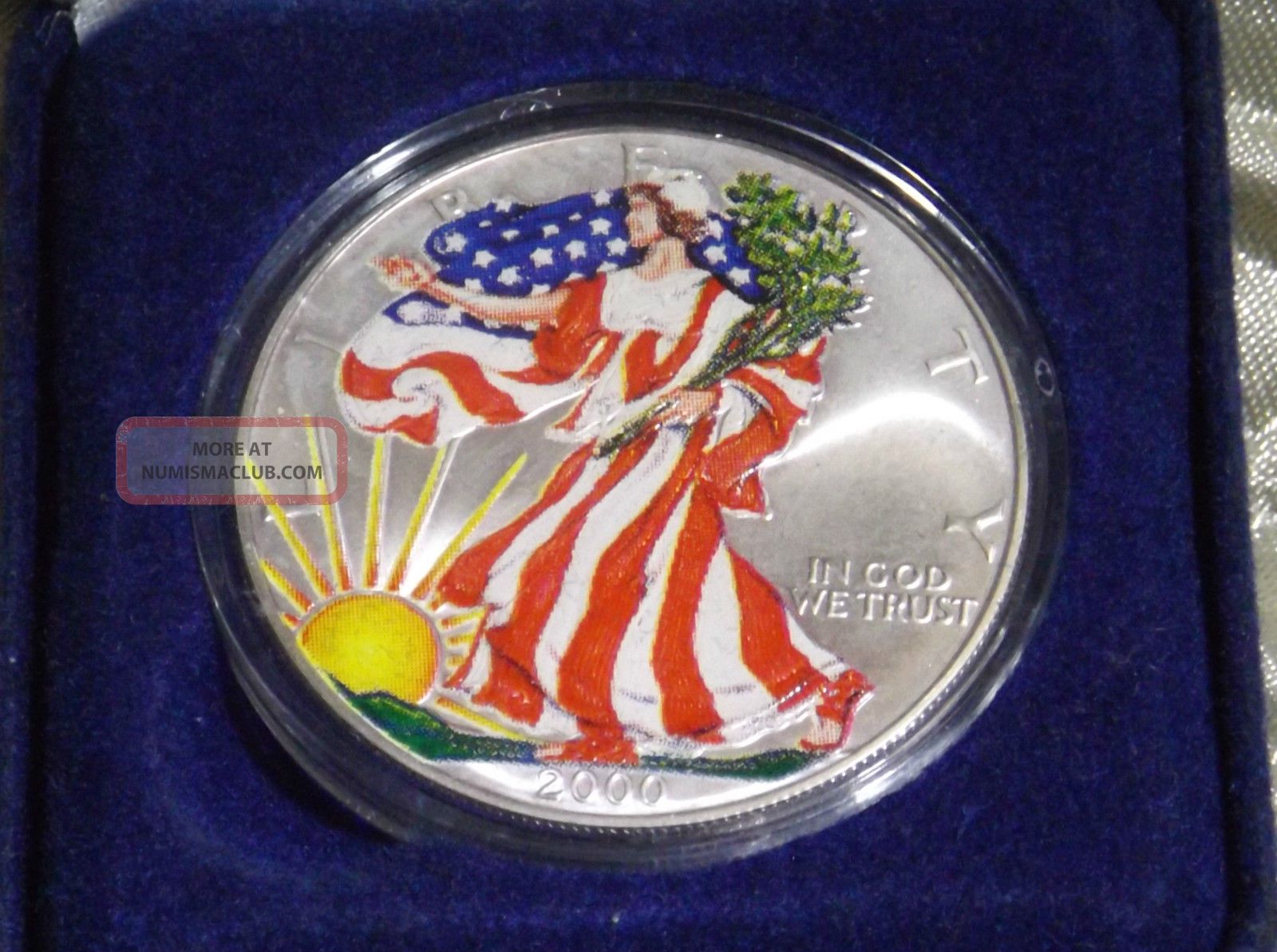 2000 Walking Liberty Silver Eagle Bu Painted 2000-walking-liberty-silver-eagle-bu-painted