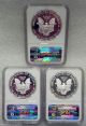 2014 W 1 Oz Proof Silver American Eagle Struck At West Point Ngc Pf70 Er Qty=3 Silver photo 1