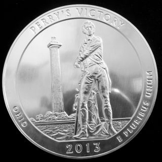 2013 5 Oz.  999 Fine Silver Atb Perry ' S Victory And Peace Park - Ohio Bu photo