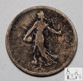 1915 France Good 1 Franc 83.  5% Silver.  1342 Asw A15 photo