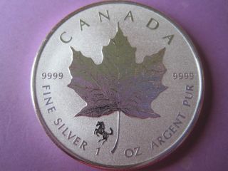 2014 Canada 1 Oz.  Silver Maple Leaf Horse Privy Reverse Proof $5.  00.  9999 Si photo