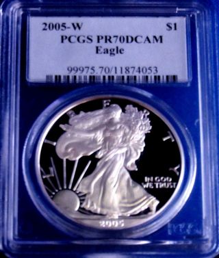2005 W Pr 70 Pcgs Certified Deep Cameo American Silver Eagle Proof photo