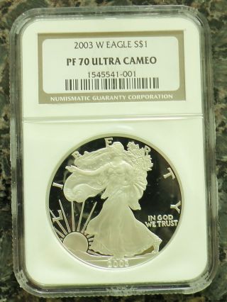 2003 - W Proof Silver Eagle Ngc Perfect Gem Proof Pf70 Ultra Cameo photo