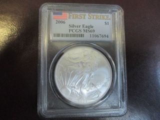 2006 Silver Eagle Pcgs Ms69 First Srike 1 Ounce Silver photo