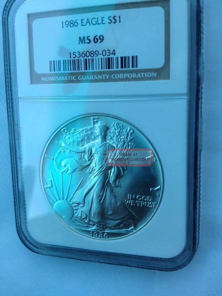 1986 1 Dollar American Silver Eagle 1 Troy Oz Coin Ngc Ms 69
