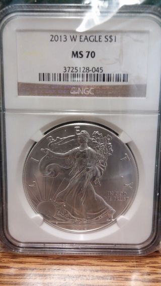 2013 Silver Eagle Dollar Ngc Graded Ms 70 And Boxes photo