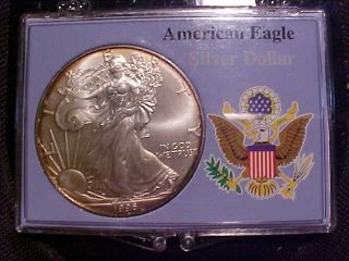 1996 Uncirculated American Silver Eagle In Patriotic Plastic Case photo