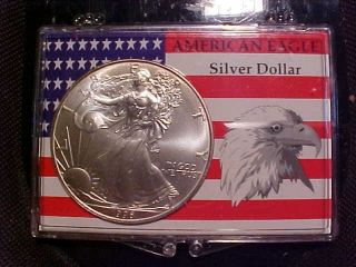 1996 Uncirculated American Silver Eagle In Patriotic Plastic Case photo