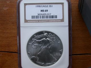 Ngc Ms69 1998 Silver Eagle $1 photo
