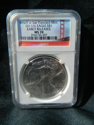 2011 S Silver Eagle Ngc Ms70 Early Release 473 photo