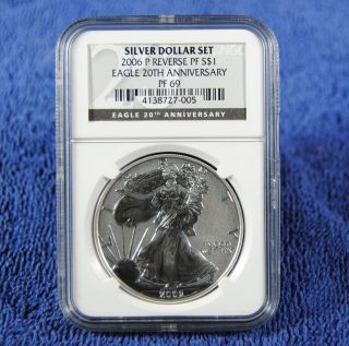 2006 Us Silver Eagle 20th Anniversary Reverse Proof Ngc Pf69 photo