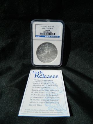 2007 W Silver Eagle Ngc Ms69 Early Release 474 photo