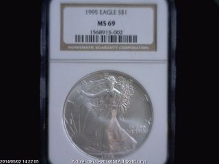 1995 Eagle S$1 Ngc Ms 69 American Silver Coin 1oz photo