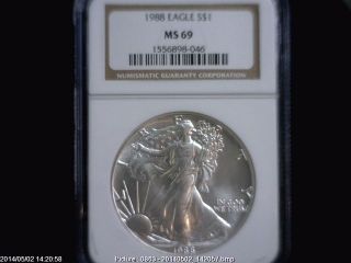 1988 Eagle S$1 Ngc Ms 69 American Silver Coin 1oz photo