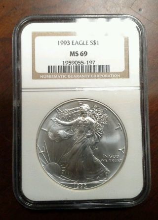 1993 Silver American Eagle Ngc Ms 69 photo