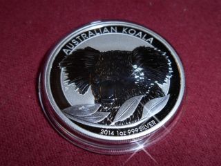 2014 - P Australia 1 Troy Oz.  999 Silver Koala $1 Coin In Perth Cap Sku30038 photo