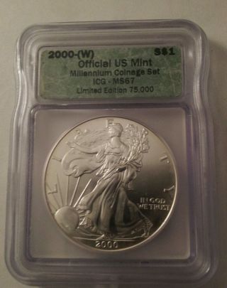 2000 - W Ms67 Millennium Silver Eagle Icq photo
