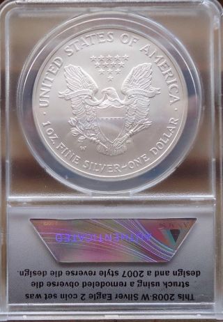 2008 W Silver Eagle Reverse Of 2007 
