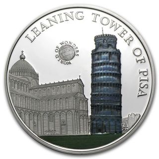 2011.  925 Silver $5 Proof Color World Of Wonders Leaning Tower Of Pisa $89.  99 photo