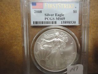 2008 American Silver Eagle Pcgs Ms69 1st Strike photo