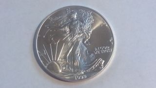 1 Oz 1999 Silver American Eagle Gem Bu photo